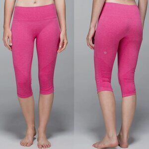 Lululemon In The Flow Crop II Leggings Women's Sz 10 Magenta Seamless Athleisure
